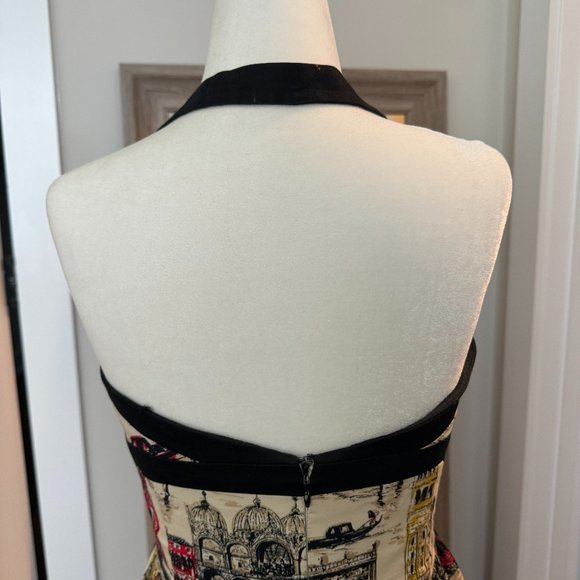 David Meister Cityscape Printed Halter Dress (Size 4) - Picture 5 of 7